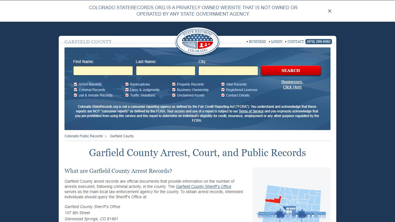 Garfield County Arrest, Court, and Public Records