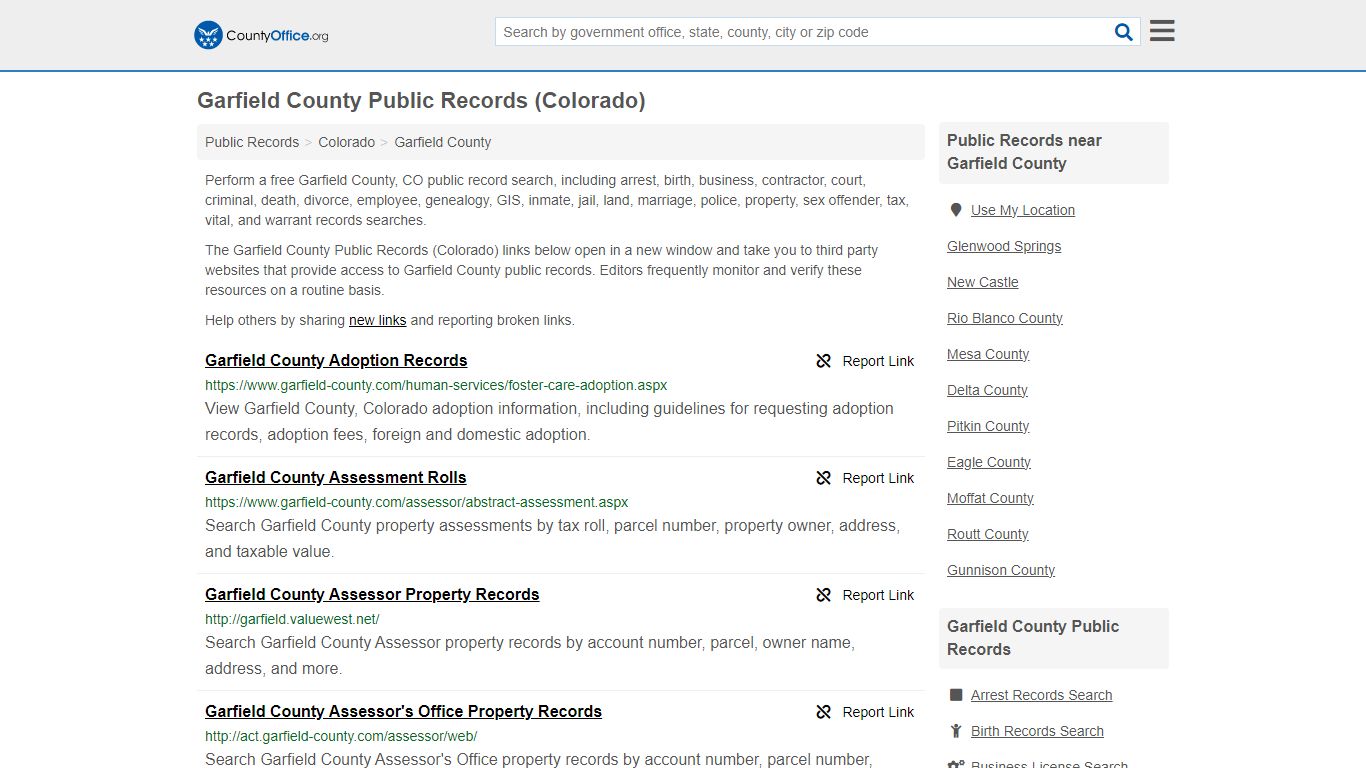 Garfield County Public Records (Colorado) - County Office