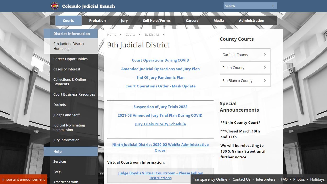 Colorado Judicial Branch - 9th Judicial District - Homepage
